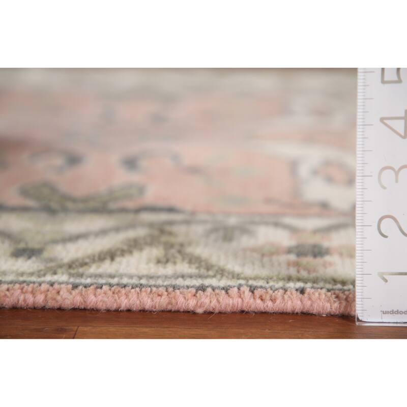 Pink Oushak Indian Runner Rug Handmade Wool Carpet - 2'7"x 9'11"