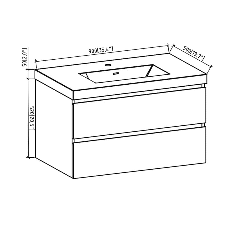 MDF Wall-Mounted Bathroom Vanity Set in Rose Wood with Integrated Culture Marble Sink