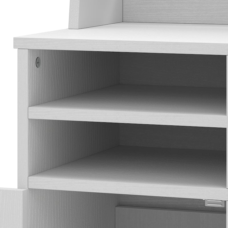 Moasis Craft Table with Storage Cabinet, USB Ports and AC Outlets, Crafting Organizer Compatible with Cricut Machine