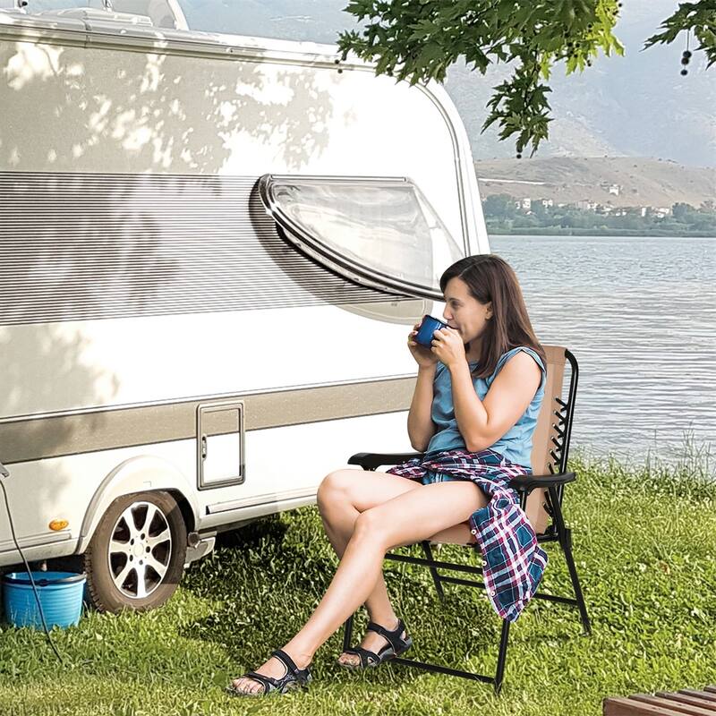 Mesh Fabric Outdoor Folding Chair with Armrest, Foldable and Steel