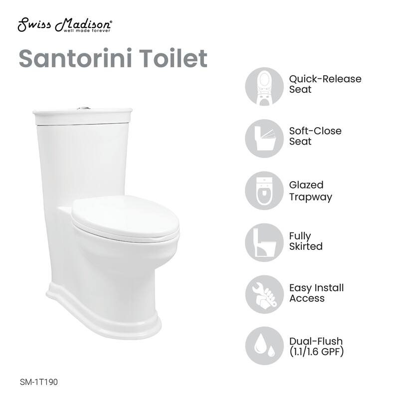 Swiss Madison SM-1T190 Santorini 1.6 GPF Dual Flush One Piece