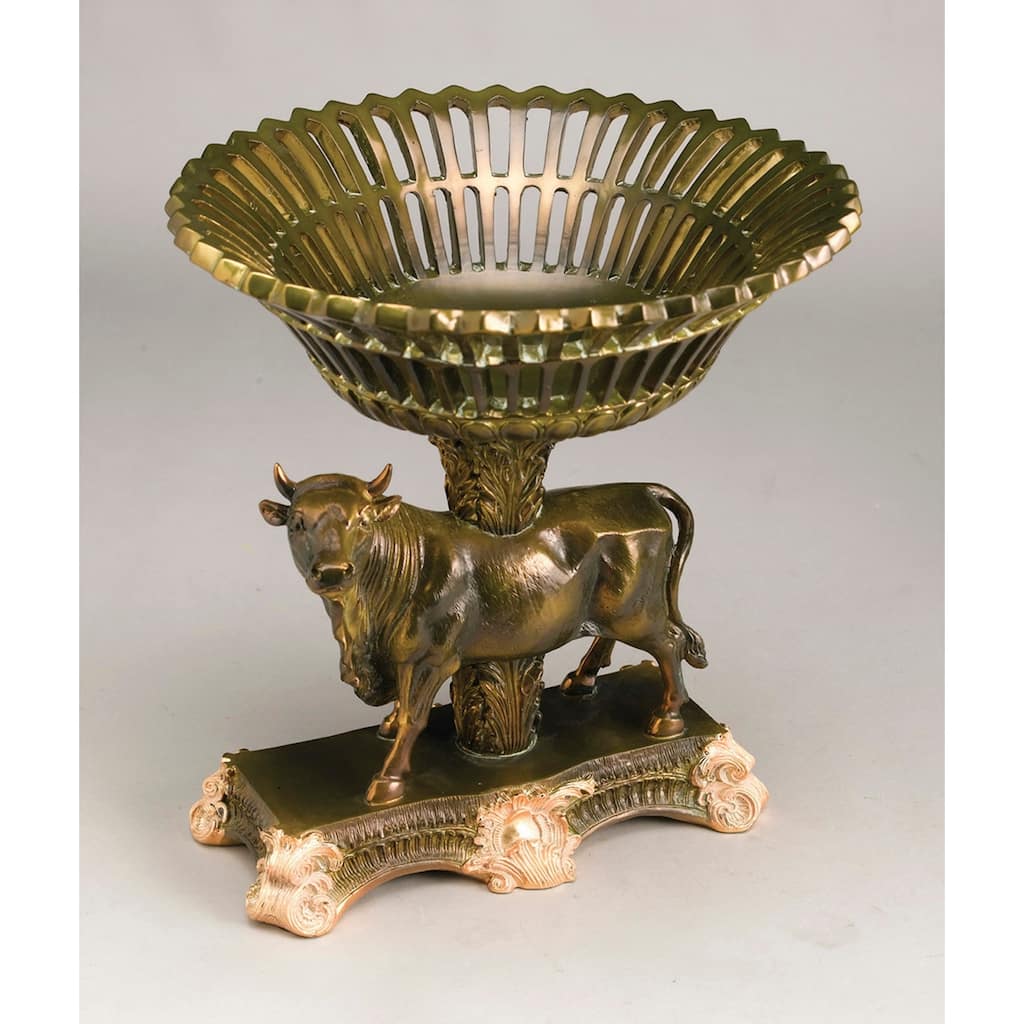 Aa Importing Bull Compote, Bronze Finish - 12 X 11 X 11 inches