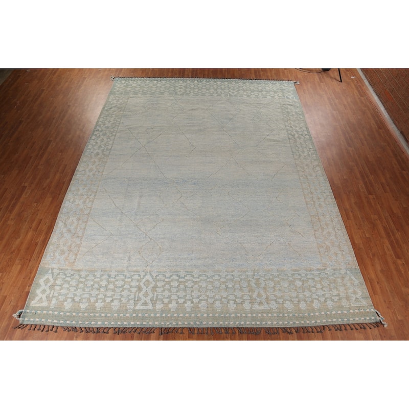 Moroccan Oriental Large Area Rug Handmade Wool Carpet - 12'2" x 16'1"