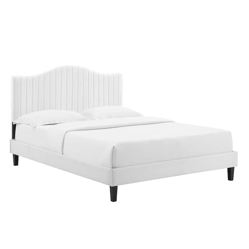 Juniper Channel Tufted Performance Velvet Queen Platform Bed