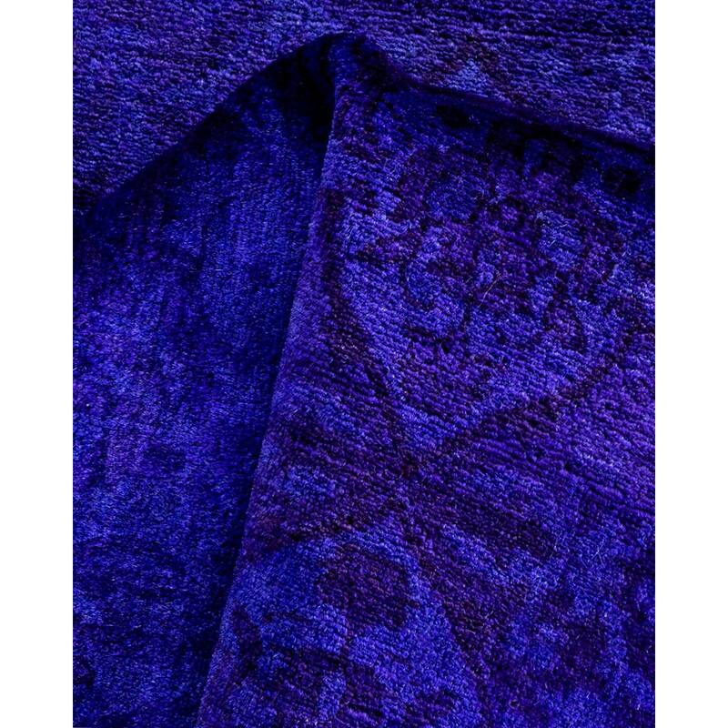Overton Hand Knotted Wool Vintage Inspired Modern Contemporary Overdyed Navy Runner Rug - 2' 8" x 11' 7"