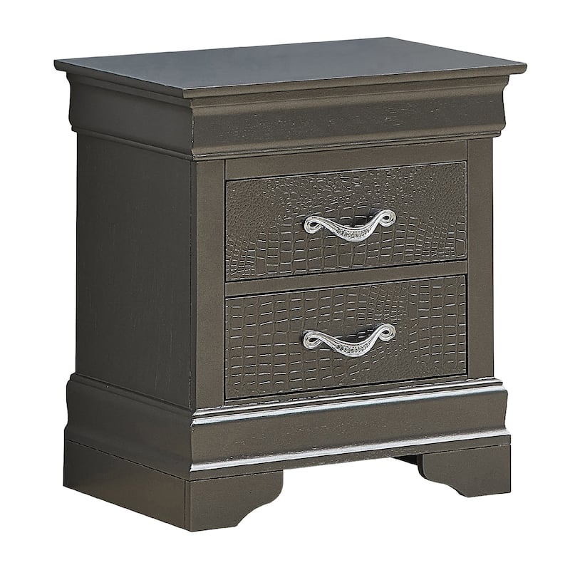 2-Drawer Metallic Wood Nightstand - 24" - Black