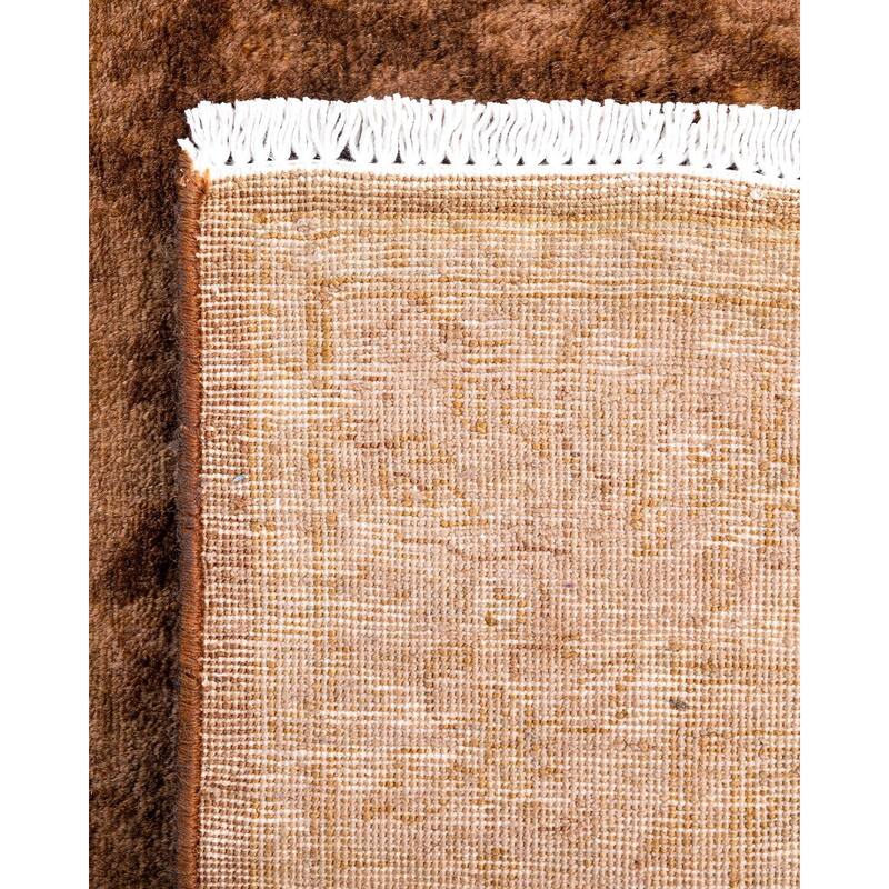 Fine Vibrance One-of-a-Kind Hand-Knotted Runner Rug - Brown, 2' 8" x 4' 1" - 2' 8" x 4' 1"