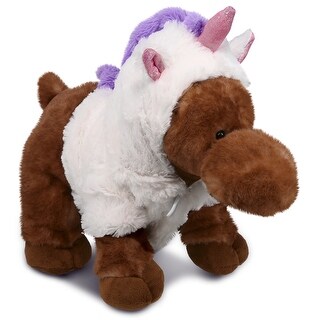 DolliBu Standing Moose Unicorn Plush Stuffed Animal Toy with Outfit - 12 inches