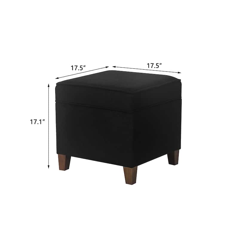 Adeco Square Storage Ottoman 17 inch Footstool