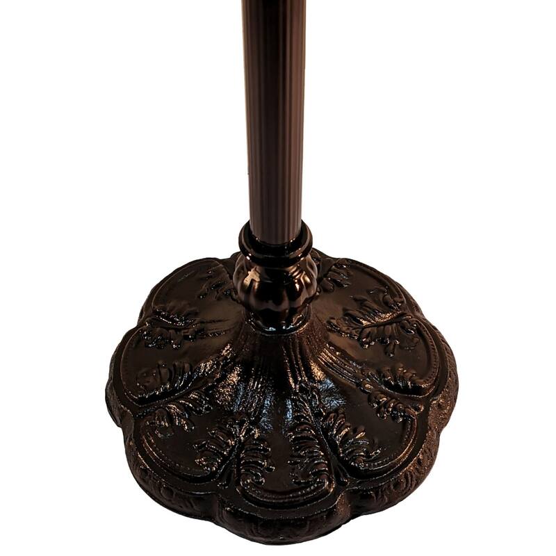 Brown Metal Torchiere Floor Lamp with White Stained Glass Dome Shade - 12” x 12” x 62” (D x W x H)