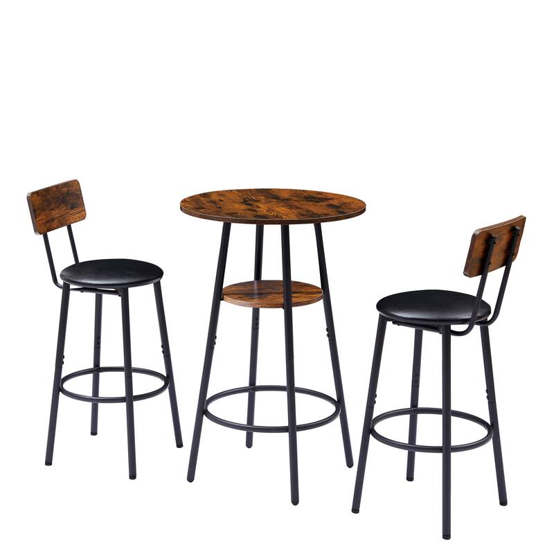 Chichoice Round Upholstered Bar Stool Set of 2 with Table