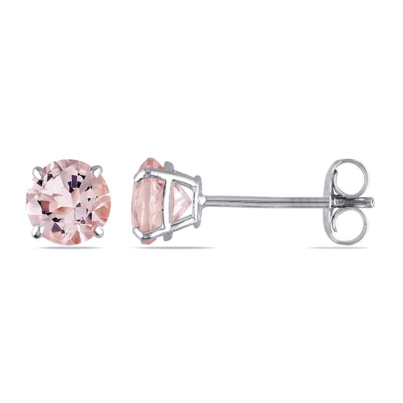 Miadora 14k White Gold 1ct TGW Morganite Stud Earrings