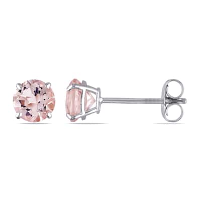 Miadora 14k White Gold 1ct TGW Morganite Stud Earrings