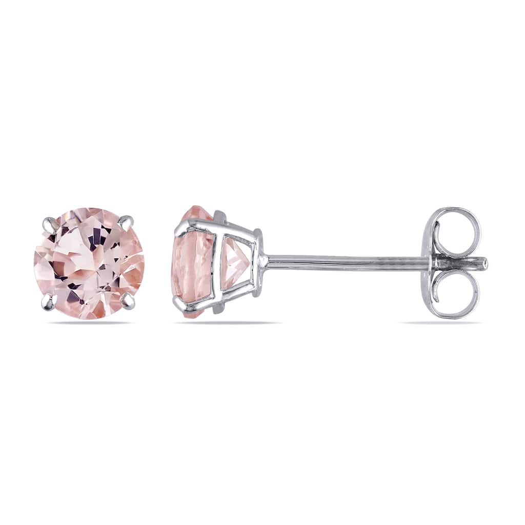 Miadora 14k White Gold 1ct TGW Morganite Stud Earrings