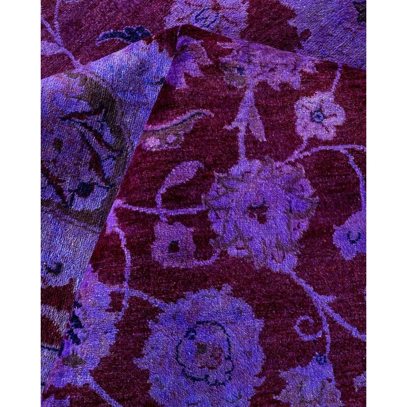 Overton Hand Knotted Wool Vintage Inspired Modern Contemporary Overdyed Purple Area Rug - 9' 2" x 12' 3"
