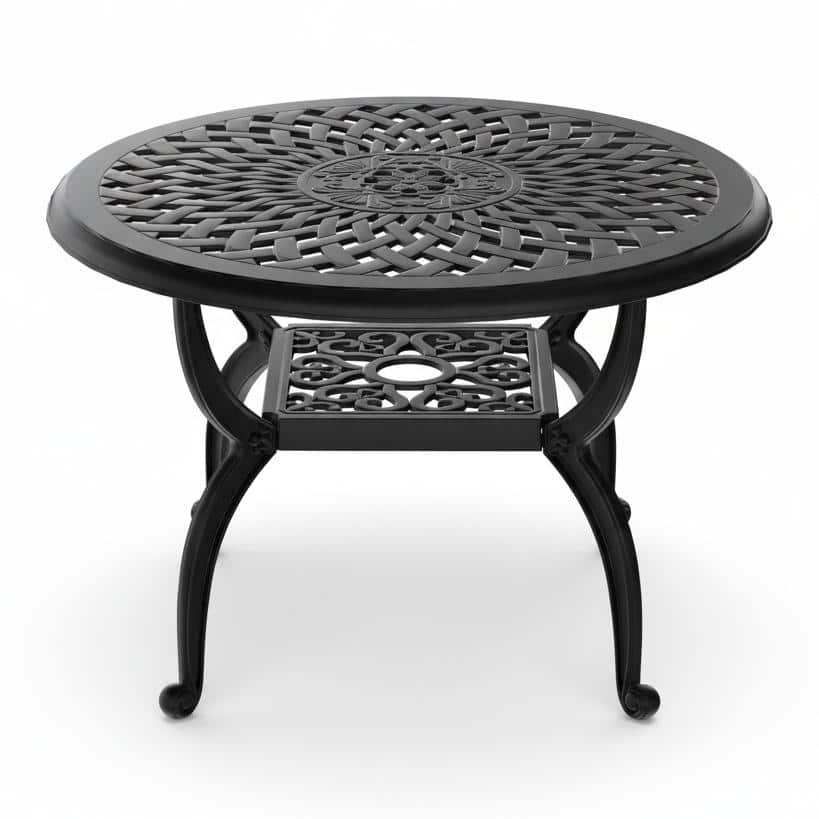 Modern Aluminum Round Coffee Table for Outdoor Spaces