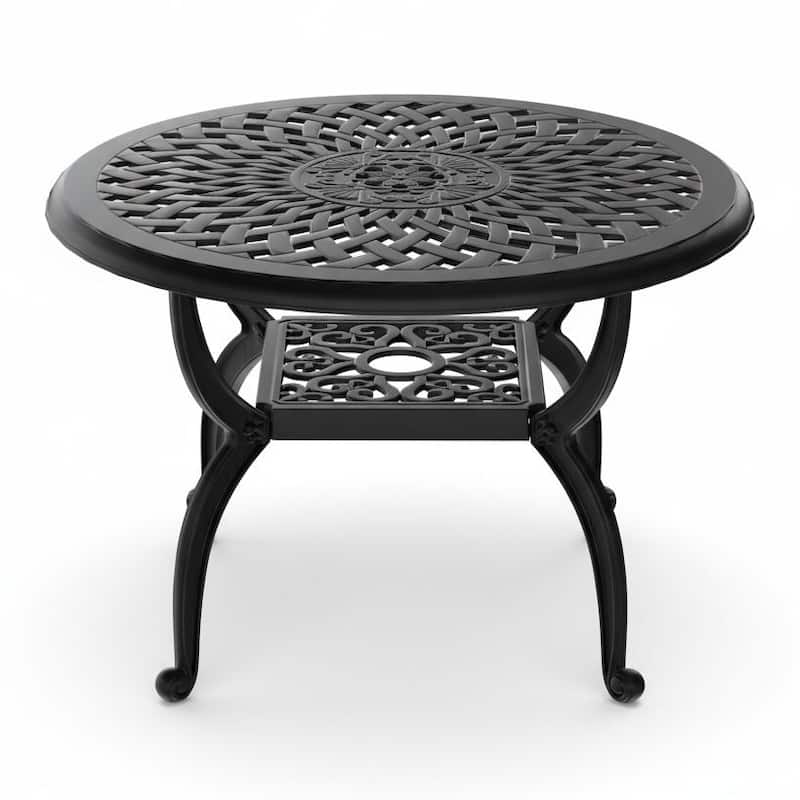 Modern Aluminum Round Coffee Table for Outdoor Spaces - Black