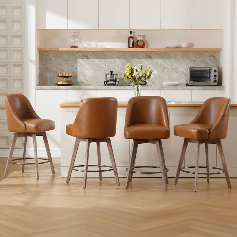 26" Counter Height Swivel Bar Stool, Upholstered Counter Stools - 39.37" (H) x 22.44" (D) x 21.65" (W)
