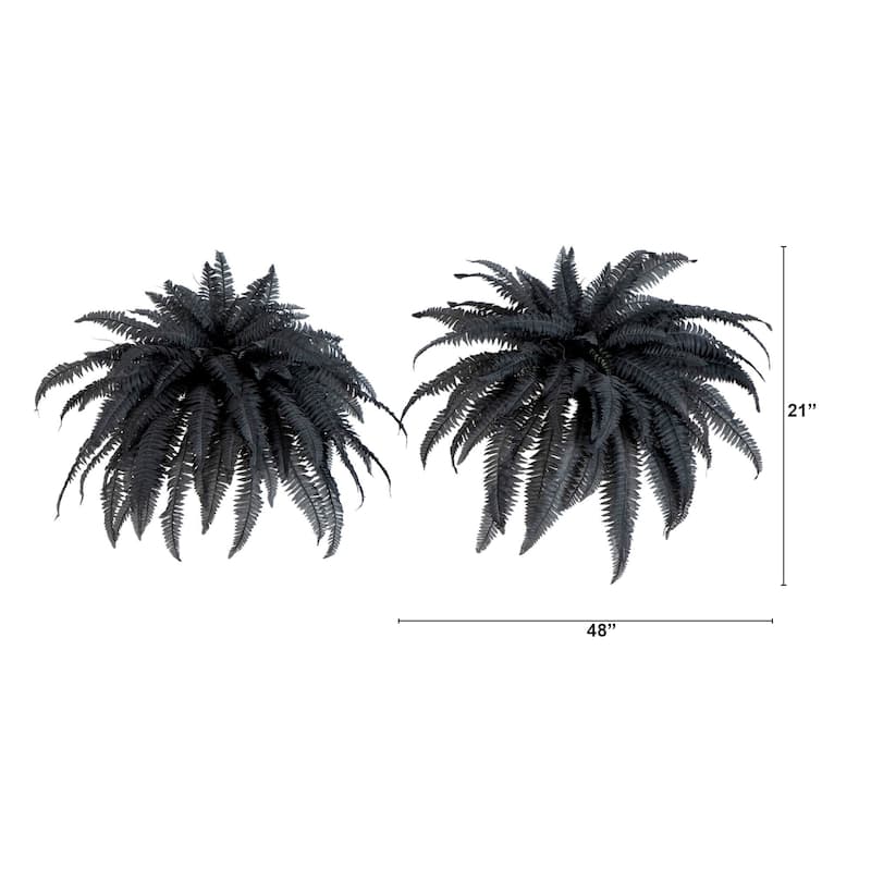 Artificial Halloween Boston Ferns - 48" - Black - Set of 2