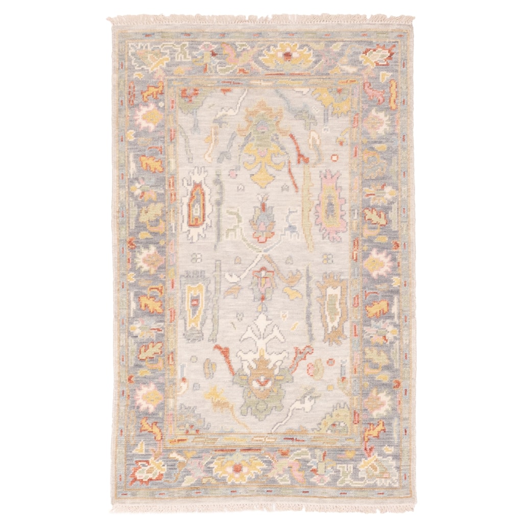 ECARPETGALLERY Hand-knotted Modern Oushak Light Grey Wool Rug - 3'6 x 5'6