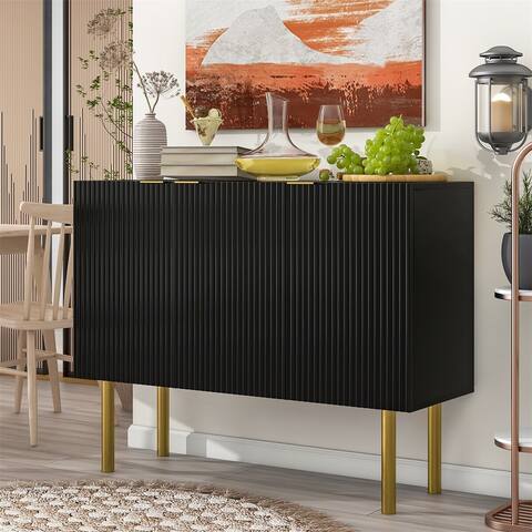 Merax Modern Simple Sideboard Cabinet with Gold Metal Legs & Handles