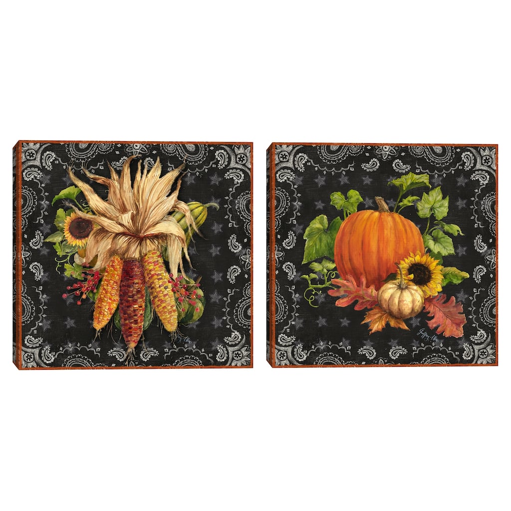 Chalk Corn & Chalk Pumpkin by Geoff Allen Canvas Art Prints
