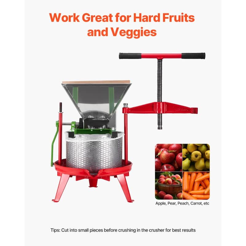 7L Stainless Steel Fruit Crusher for Crushing Apples Pears and Rust-Resistant Design - 22.44 x 20.08 x 10.24 in