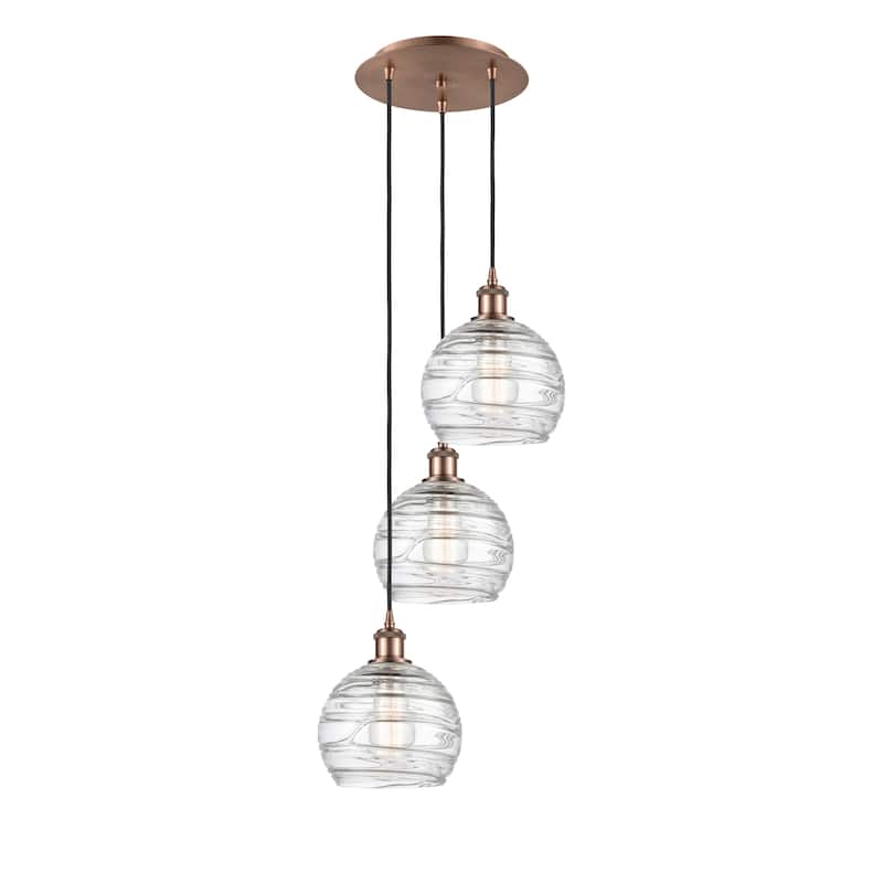 Innovations Lighting Athens Deco Swirl 3 Light 15" Multi-Pendant - Antique Copper