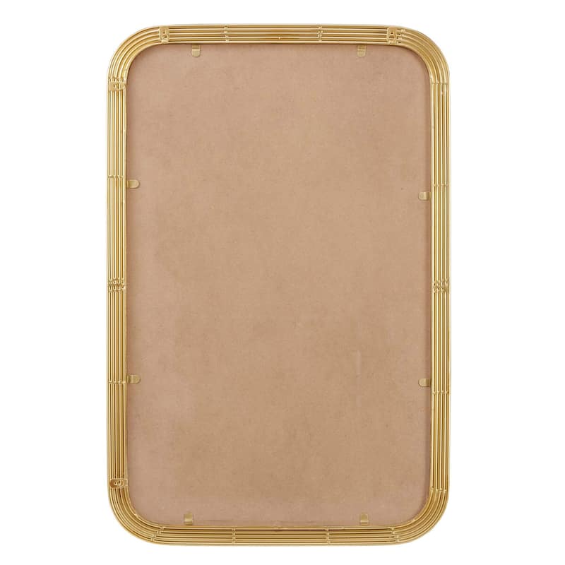 Rounded Rectangle Fluted Gold Wall Mirror - Decorative Accent