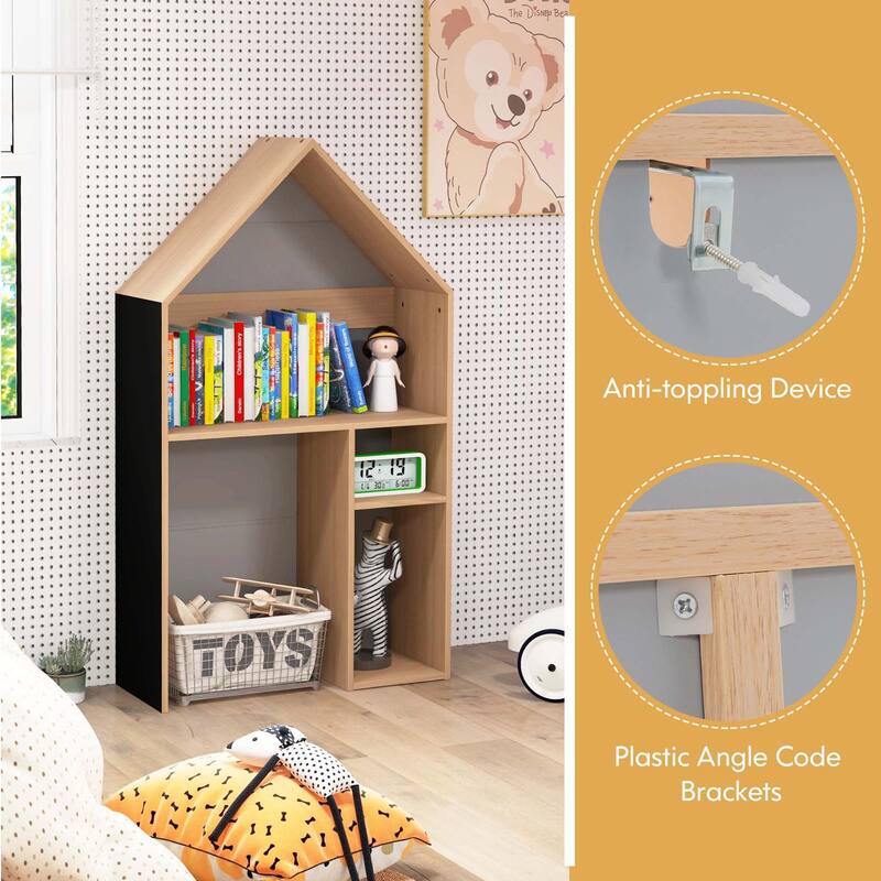 Costway Kids House-Shaped Table & Chair Set Wooden Toy Organizer - See Details
