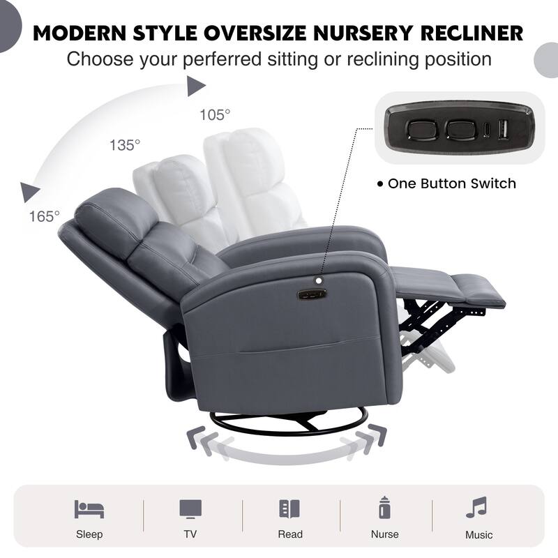 Aemeios Swivel Power Recliner Rocker with USB and Type C Port Set of 2