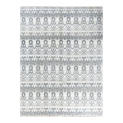 Ikat One-of-a-Kind Hand-Knotted Area Rug, Gray - 8' 0" x 10' 5"