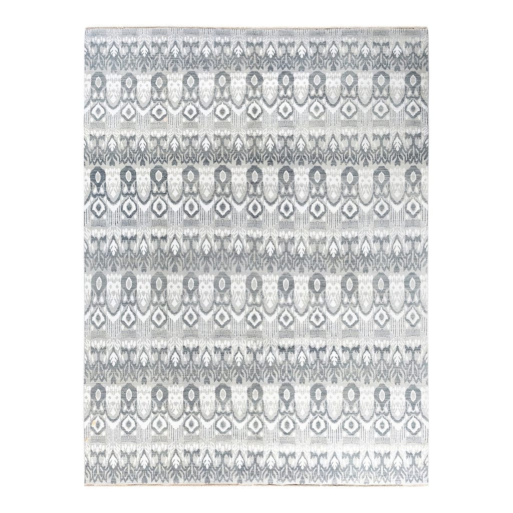 Ikat One-of-a-Kind Hand-Knotted Area Rug, Gray - 8' 0" x 10' 5"