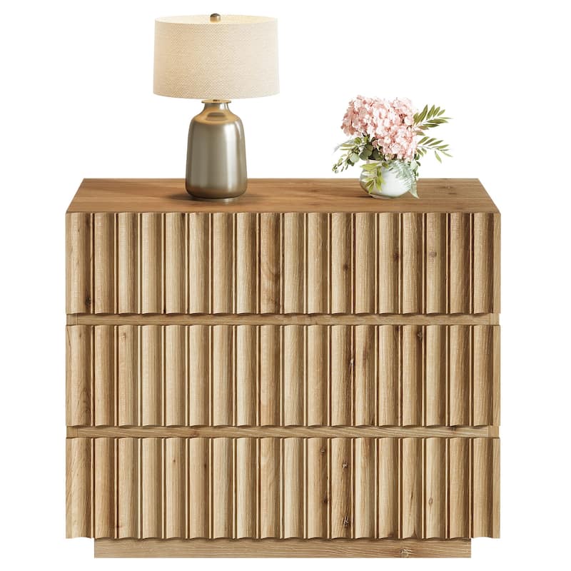 Oversized Solid Wood Nightstand with Drawers, 31.5" Night Stand Side Table Bedside Table End Table for Bedroom, Living Room