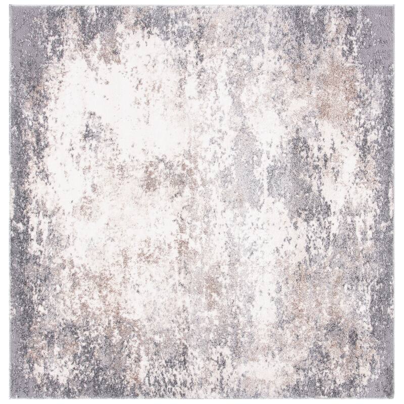 SAFAVIEH Aston Zhannat Modern Abstract Rug - 6'7" Square - Grey/Ivory