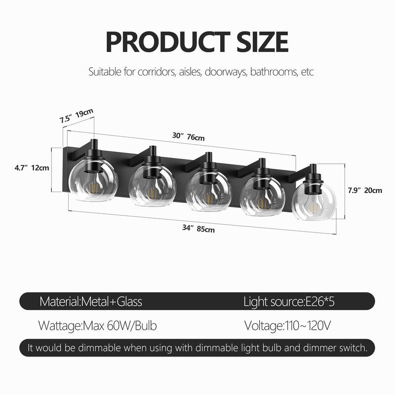 Industrial 5-Light Bathroom Vanity Light