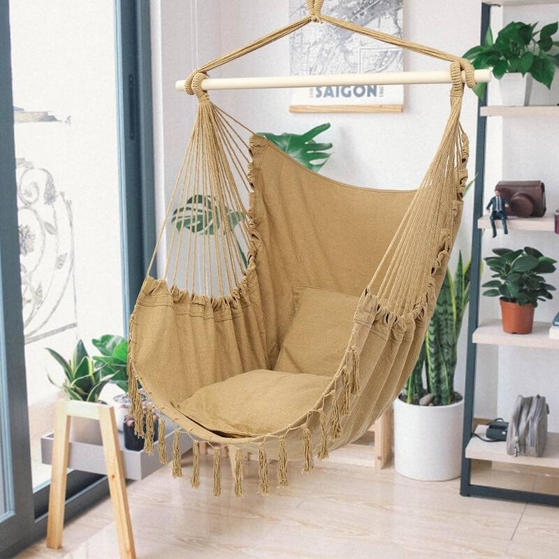 1.5x1.2m Tassel Plus Pillow Hanging Chair 3 Colors