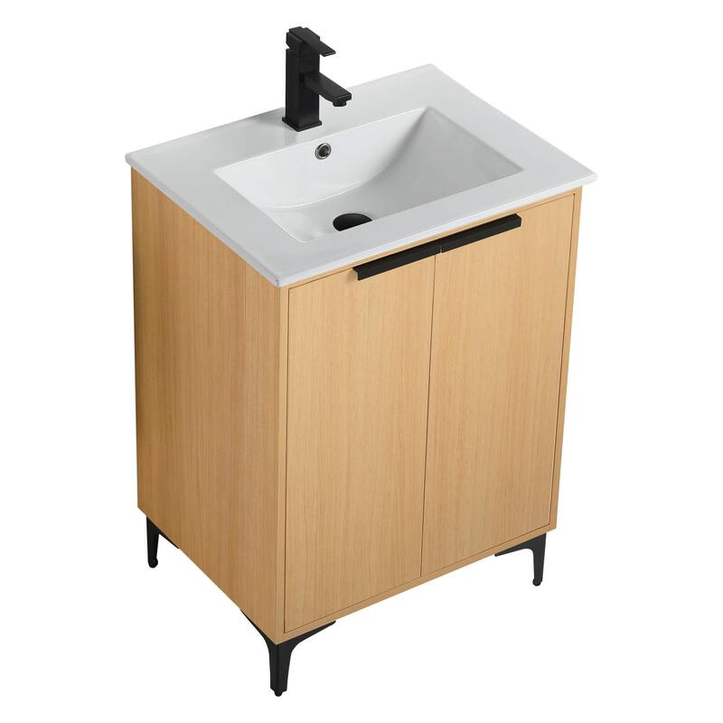 Fine Fixtures Wilmington Bathroom Vanity with White Ceramic Sink.