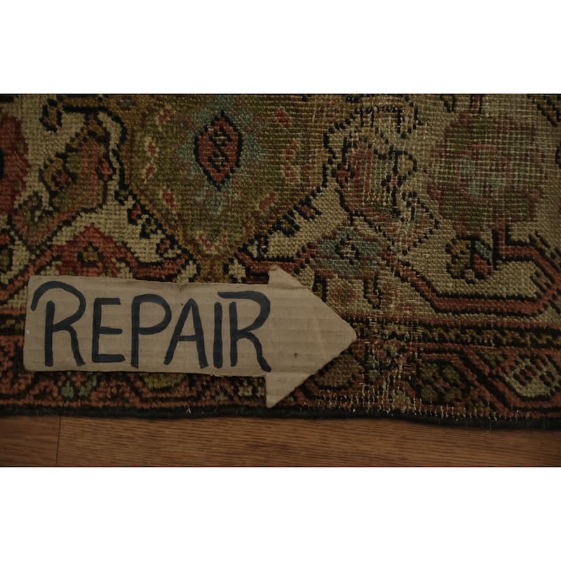 Hand Knotted Oriental 100% Wool Carpet Traditional All-Over Navy Blue & Blues Mahal Area Rug - 9' 11'' X 7' 1''