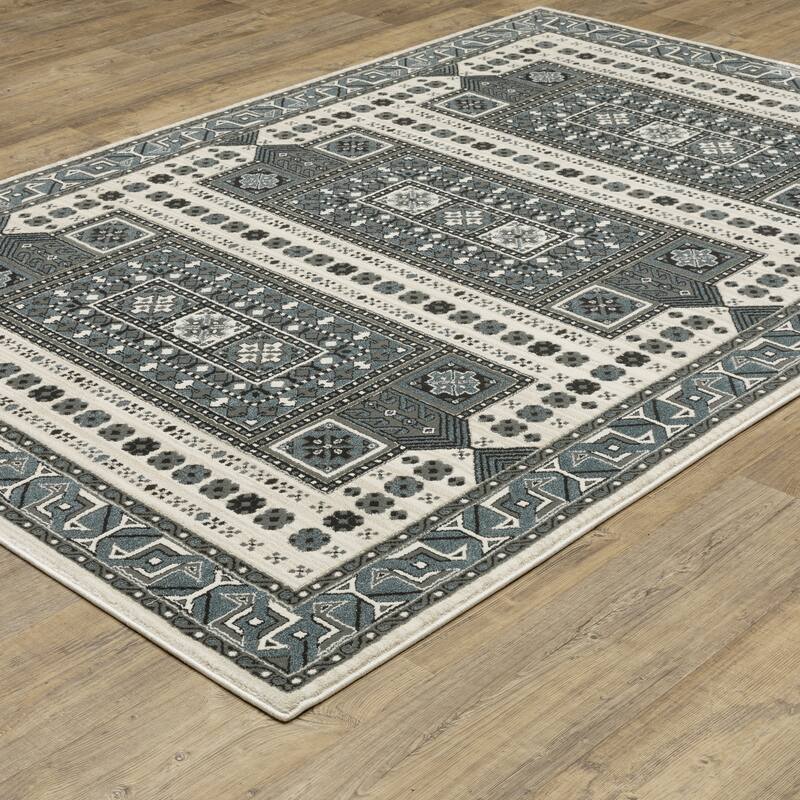 Style Haven Ripley Moroccan Grey/ Blue Mixed Pile Area Rug