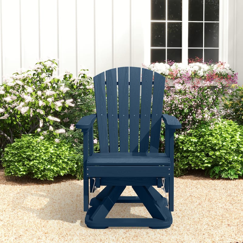 Set of 2 HDPE Adirondack Swivel Gliders, Outdoor Patio Chair Set