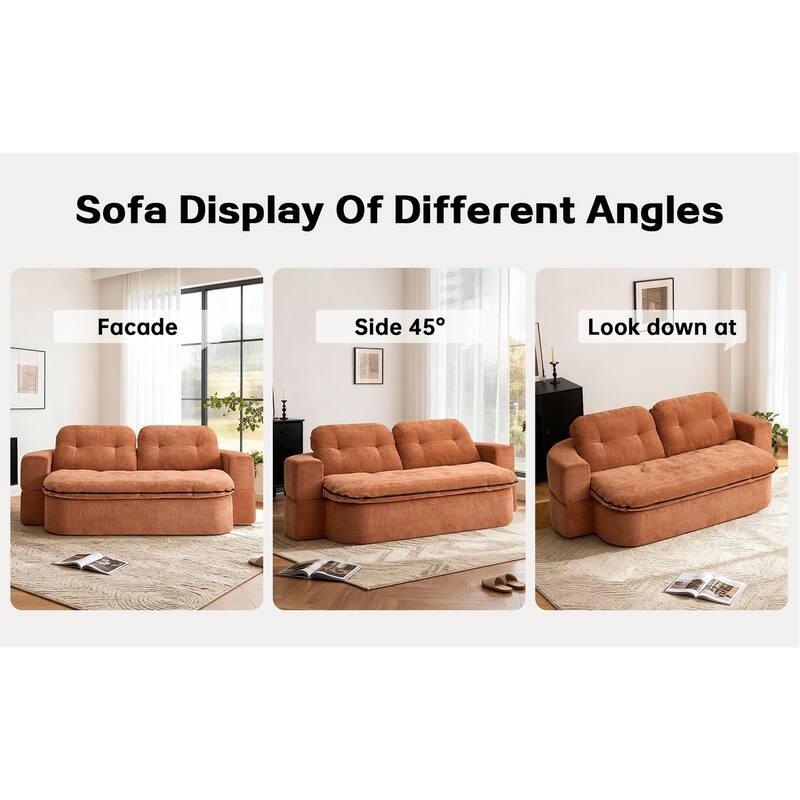 Foldable Sleeper Sofa Bed Convertible Sofa with Hidden Quilt and Large Pillows, Living Room Loveseat Sofa, Modern Floor Sofa
