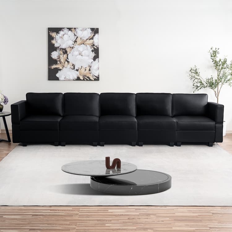 DIY Modular Sleeper Sectional Sofa Collection Convertible Sofa Couches with Storage Seats - Suitable for Living Room - Black,5 Piece Modular Sectional