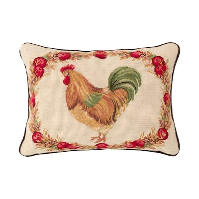 12" x 16" Harvest Rooster Needlepoint Pillow