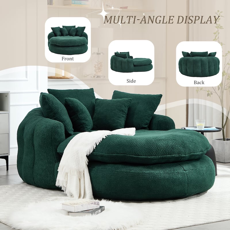 HOMEFUN Chenille Upholstered Oversized Wrap Around Deep Seat Bean Bag Lazy Sofa with 5 Pillows