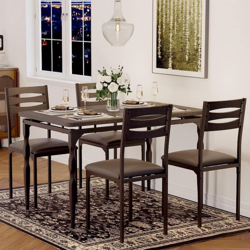 Industrial Style Kitchen Table Set for 4 - Black