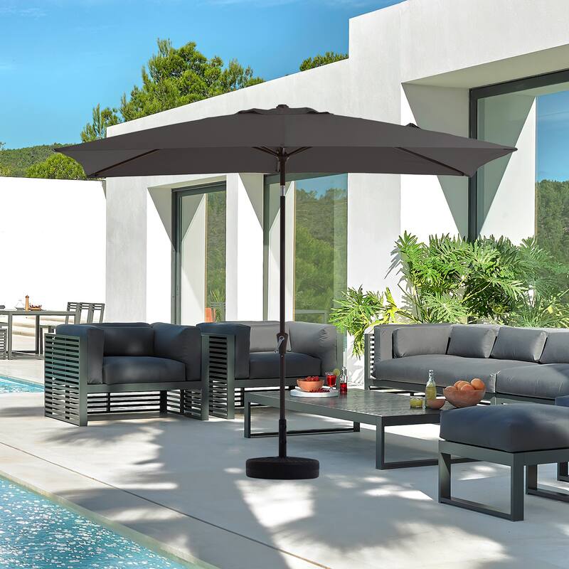 6.5*10ft Rectangular Patio Market Umbrella with Crank & Tilt, UV & Water-Resistant Canopy