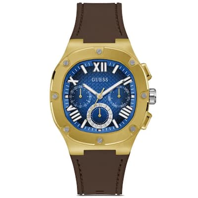 Guess Men's Brown Gold Tone Multi-function Blue Dial Watch - GW0571G5 - 6 (36)