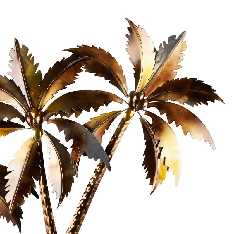 Stainless Steel Metal Tree Slanted Wall Decor with Bronze and Yellow Accents - Copper - Roche River Decor