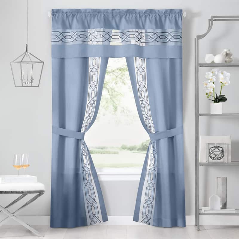 Achim Paige 5 Piece Window Curtain Set - 55" x 63" - Blue